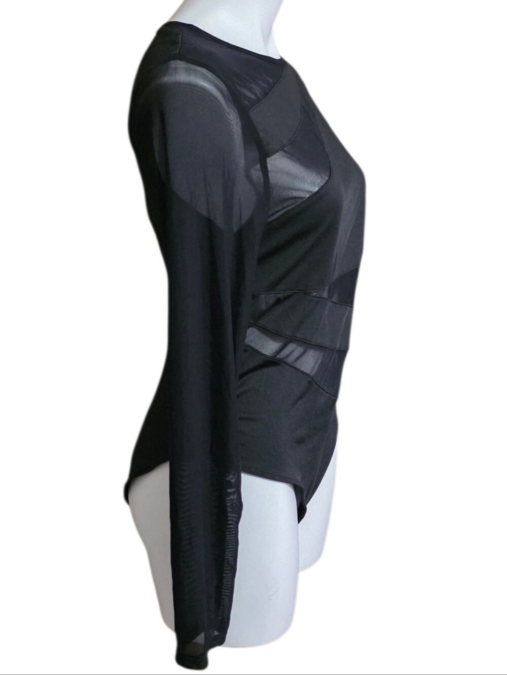 Milumia Long Sleeve Mesh Bodysuit Black Size L - Picture 6 of 15